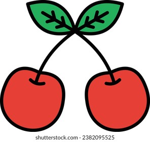 Icono vectorial de cerezas. Se puede usar para imprimir, móviles y aplicaciones web.