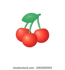 Cherries Vector Illustration. Realistic 3d Icons.