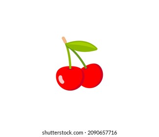 Cherries vector isolated icon. Emoji illustration. Cherry vector emoticon