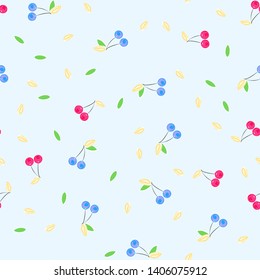 Cherries vector seamless pattern. Berry textile print.