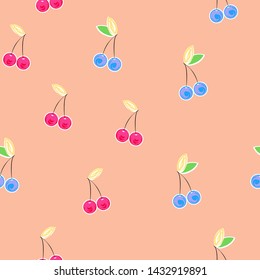 Cherries vector seamless pattern. Berry textile print.