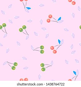 Cherries vector seamless pattern. Berry textile print.