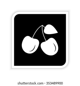 Cherries -  white vector icon