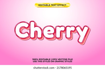 cherry 3d text effect with cute theme. pink typography template for minimalist tittle