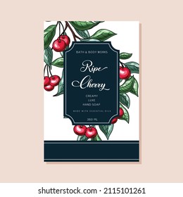 Cherry Abstract Vector Wrapped Paper Cosmetics Container Label Cover.