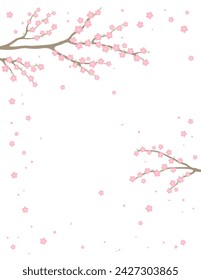 Cherry, apple, plum blossoms, fruit tree branches in bloom, pink spring flowers on transparent background, copy space. Flat style vector illustration. Design concept seasonal poster, banner, promotion