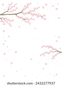 Cherry, apple, plum blossoms, fruit tree branches in bloom, pink spring flowers on transparent background, copy space. Flat style vector illustration. Design concept seasonal poster, banner, promotion