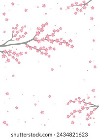 Cherry, apple, plum blossoms, fruit tree branches in bloom, pink spring flowers on transparent background, copy space. Flat style vector illustration. Design concept seasonal poster, banner, promotion