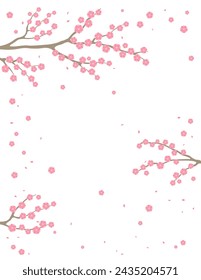 Cherry, apple, plum blossoms, fruit tree branches in bloom, pink spring flowers on transparent background, copy space. Flat style vector illustration. Design concept seasonal poster, banner, promotion
