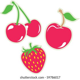 cherry apple and strawberry