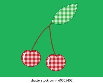  cherry applique  of checkered fabric