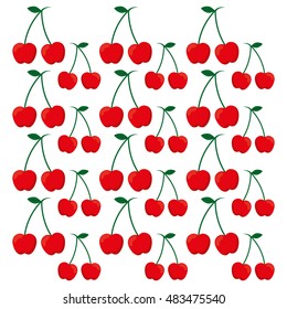 Cherry background. Fruits summer healthy and organic food theme. Colorful design. Vector illustration