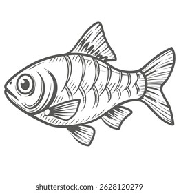 Ilustração da arte da linha do peixe da maçaroca