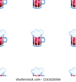 Cherry beer mug seamless pattern cartoon vector seamless pattern
