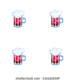 Cherry beer mug seamless pattern cartoon vector seamless pattern