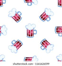 Cherry beer mug seamless pattern cartoon vector seamless pattern