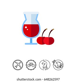 Cherry beer in wineglass icon