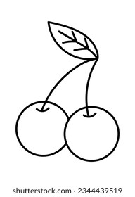 Cherry Berries Lined Vector Illustration