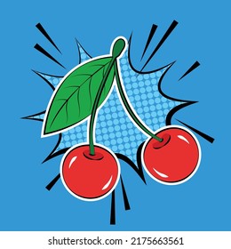 Cherry berries in pop-art style.
