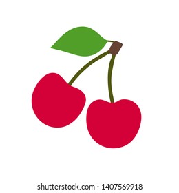 Cherry Berries. Red Fruits. Hand Drawn Doodle Vector Sketch. Tasty Food