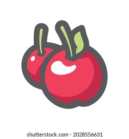 Cherry berries ripe Vector icon Cartoon illustration.