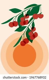 Cherry berries shining through in the sun, abstract vector illustration.