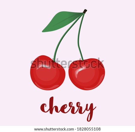 cherry berries simple clip art with a text 