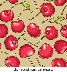 cherry berries vector pattern