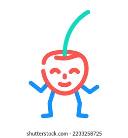 cherry berry character color icon vector. cherry berry character sign. isolated symbol illustration