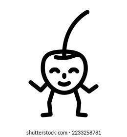 vector de icono de la línea de caracteres de berry. signo del personaje de la baya de cereza. símbolo de contorno aislado ilustración negra