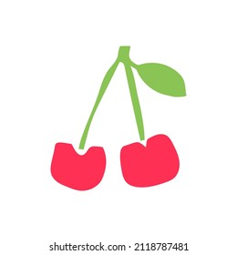 Cereza de cerezo. Corta la fruta. Cartón o papel de color de forma. Raro aplicativo infantil