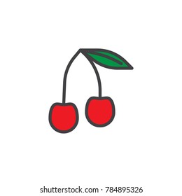 Cherry berry filled outline icon, line vector sign, linear colorful pictogram isolated on white. Symbol, logo illustration. Pixel perfect vector graphics