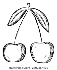 Kirschbeere im handgezeichneten Doodstyle