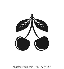 Cherry berry icon in flat style. Fresh fruit vector illustration on isolated background. Fresh cherry sign business concept.