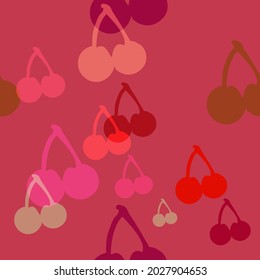 cherry berry juicy fruit vector seamless bright pattern multicolor