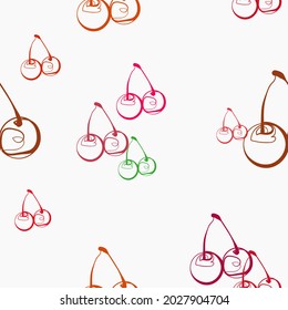 cherry berry juicy fruit vector seamless bright pattern multicolor