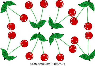 Cherry berry with leaves
