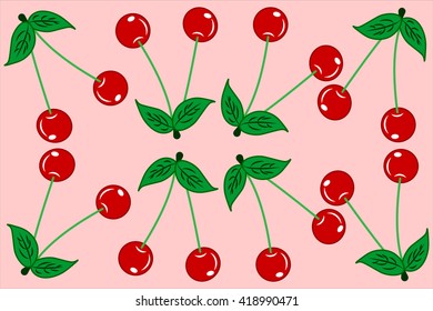 Cherry berry with leaves