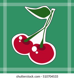 Cherry berry with leaves.Cherry. Isolated berries on white background