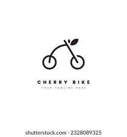 Cherry bike. Minimalist bicycle illustration with a combination of leaves to form cherry, for a fruit drink logo or a bicycle logo.