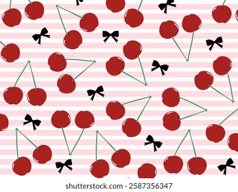It is a cherry and black ribbon background.