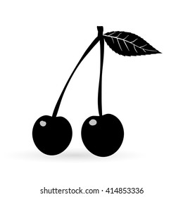 Cherry black simple icon on a white