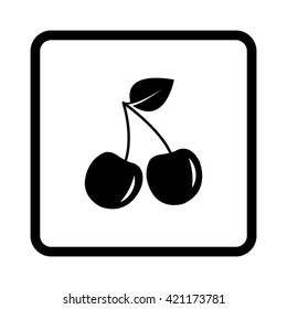 Cherry  - black vector icon