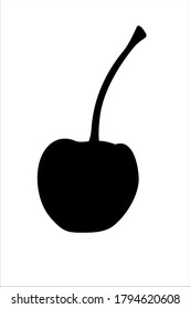 Cherry - silueta vectorial negra para pictograma o logotipo. Cereza con un asa - signo o icono.