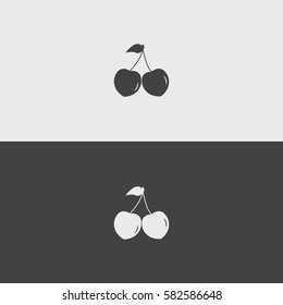 Cherry  black and white icons.illustration isolated vector sign symbol