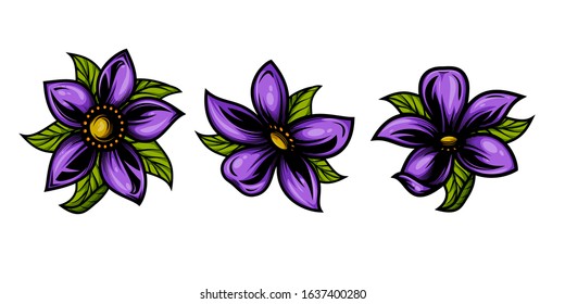 Cherry bloom. Hand drawn vector illustration of flowers in traditional ink style. Sakura plant on white background.