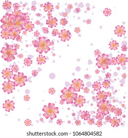 Cherry blossom backdrop isolated on white