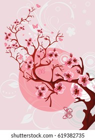 Cherry blossom background. Beautiful spring nature scene