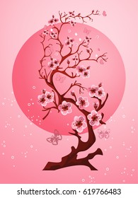 Cherry blossom background. Beautiful spring nature scene