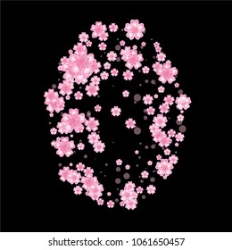 Cherry blossom background isolated on black